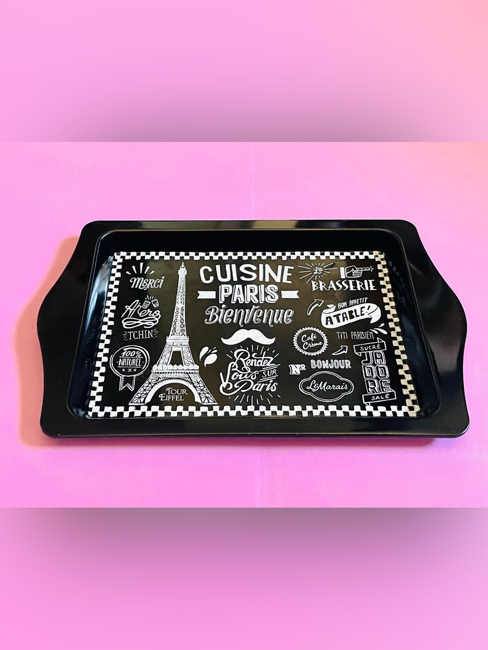 NEW Paris Cuisine Decorative Serving Tray - Black & White